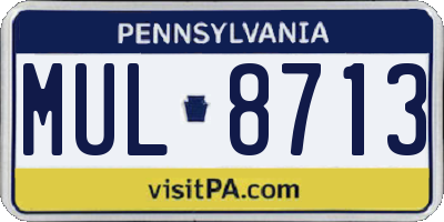 PA license plate MUL8713