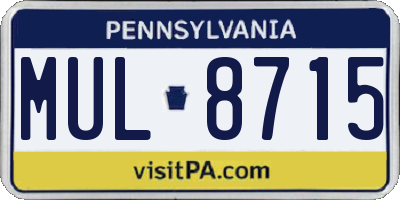 PA license plate MUL8715