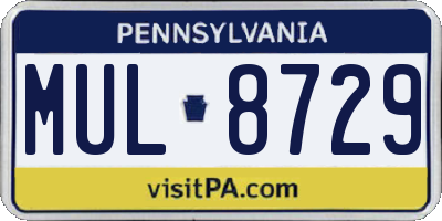 PA license plate MUL8729