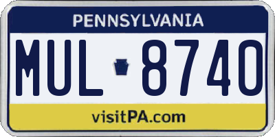 PA license plate MUL8740