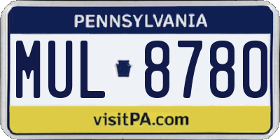PA license plate MUL8780
