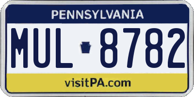 PA license plate MUL8782