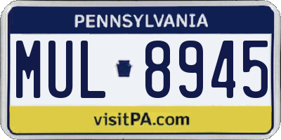 PA license plate MUL8945