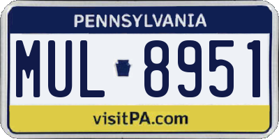 PA license plate MUL8951