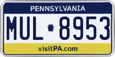 PA license plate MUL8953