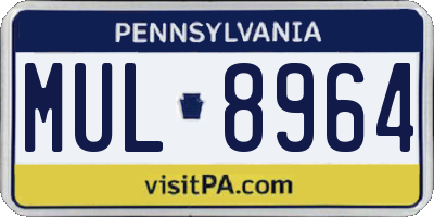 PA license plate MUL8964