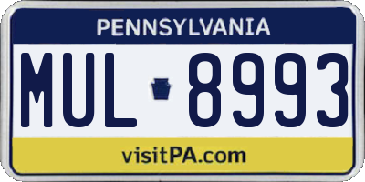 PA license plate MUL8993