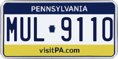 PA license plate MUL9110