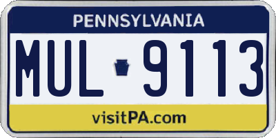 PA license plate MUL9113