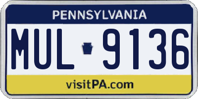 PA license plate MUL9136