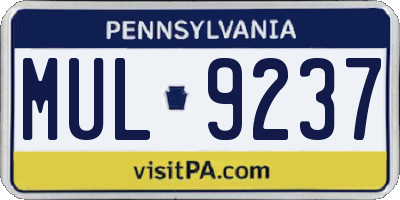 PA license plate MUL9237