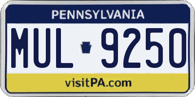 PA license plate MUL9250