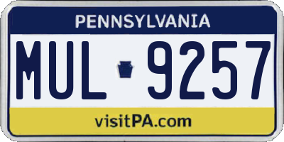 PA license plate MUL9257