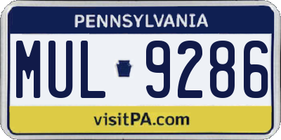 PA license plate MUL9286