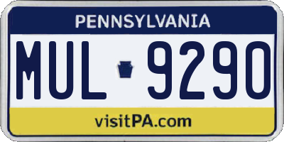 PA license plate MUL9290