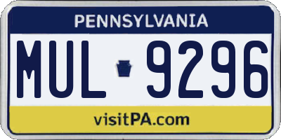 PA license plate MUL9296