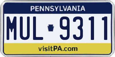 PA license plate MUL9311
