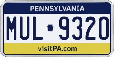 PA license plate MUL9320