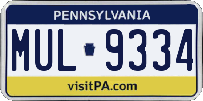 PA license plate MUL9334
