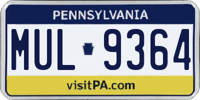 PA license plate MUL9364
