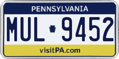 PA license plate MUL9452