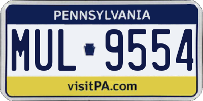 PA license plate MUL9554