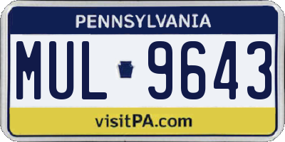 PA license plate MUL9643