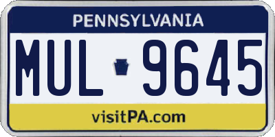PA license plate MUL9645