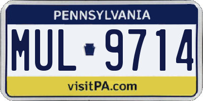 PA license plate MUL9714