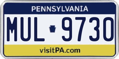 PA license plate MUL9730