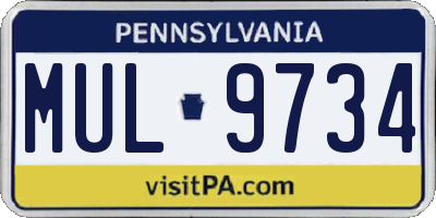 PA license plate MUL9734