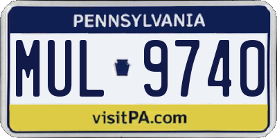 PA license plate MUL9740