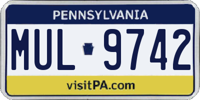 PA license plate MUL9742