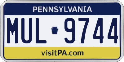 PA license plate MUL9744