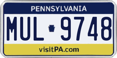PA license plate MUL9748