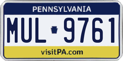 PA license plate MUL9761