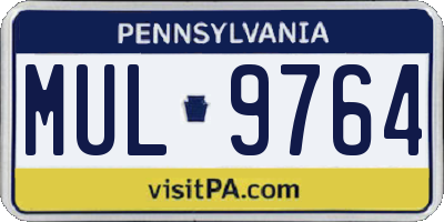 PA license plate MUL9764