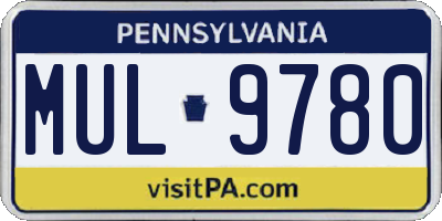 PA license plate MUL9780