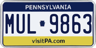 PA license plate MUL9863