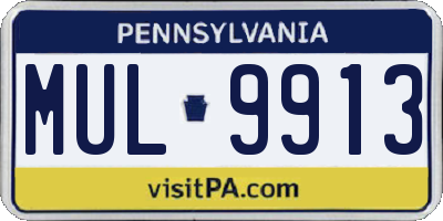 PA license plate MUL9913