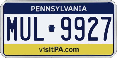 PA license plate MUL9927