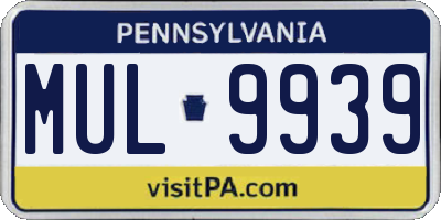PA license plate MUL9939