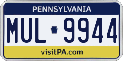 PA license plate MUL9944