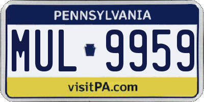 PA license plate MUL9959