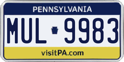 PA license plate MUL9983