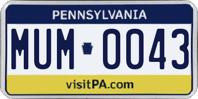 PA license plate MUM0043