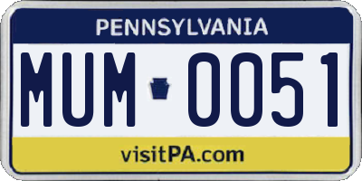 PA license plate MUM0051