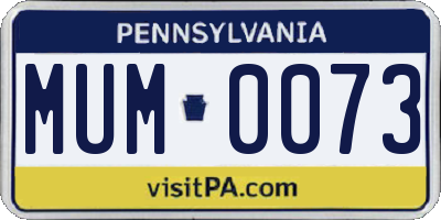 PA license plate MUM0073