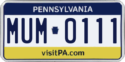 PA license plate MUM0111