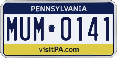 PA license plate MUM0141